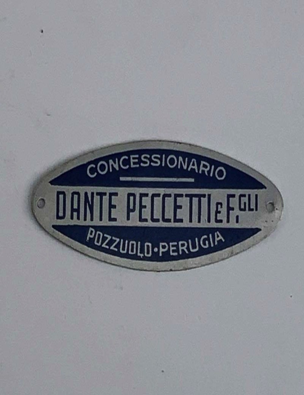 Targhetta concessionario Dante Peccetti e F.gli