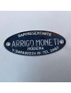 Targhetta concessionario Arrigo Moneti. Dimensioni : 5,5 cm x 2 cm