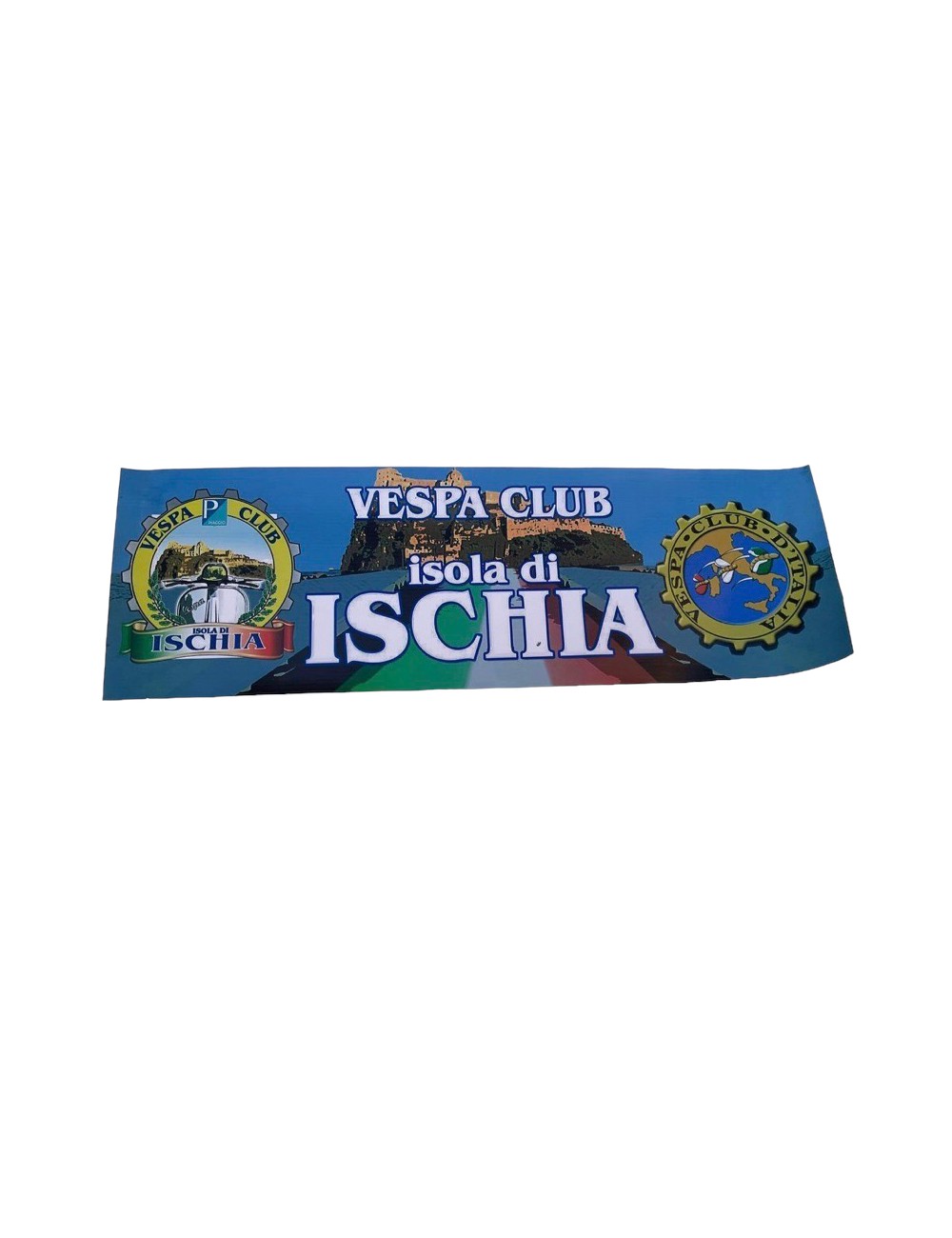 Striscione Vespa Club Ischia. Dimensioni : 54 cm x 18 cm