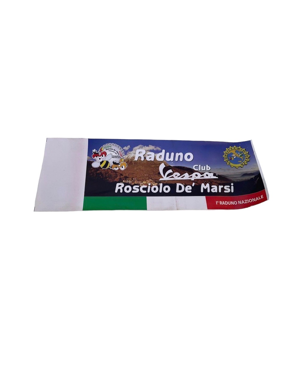 Striscione Raduno Club Vespa Rosciolo De Marsi. Dimensioni: 16 cm x 45 cm