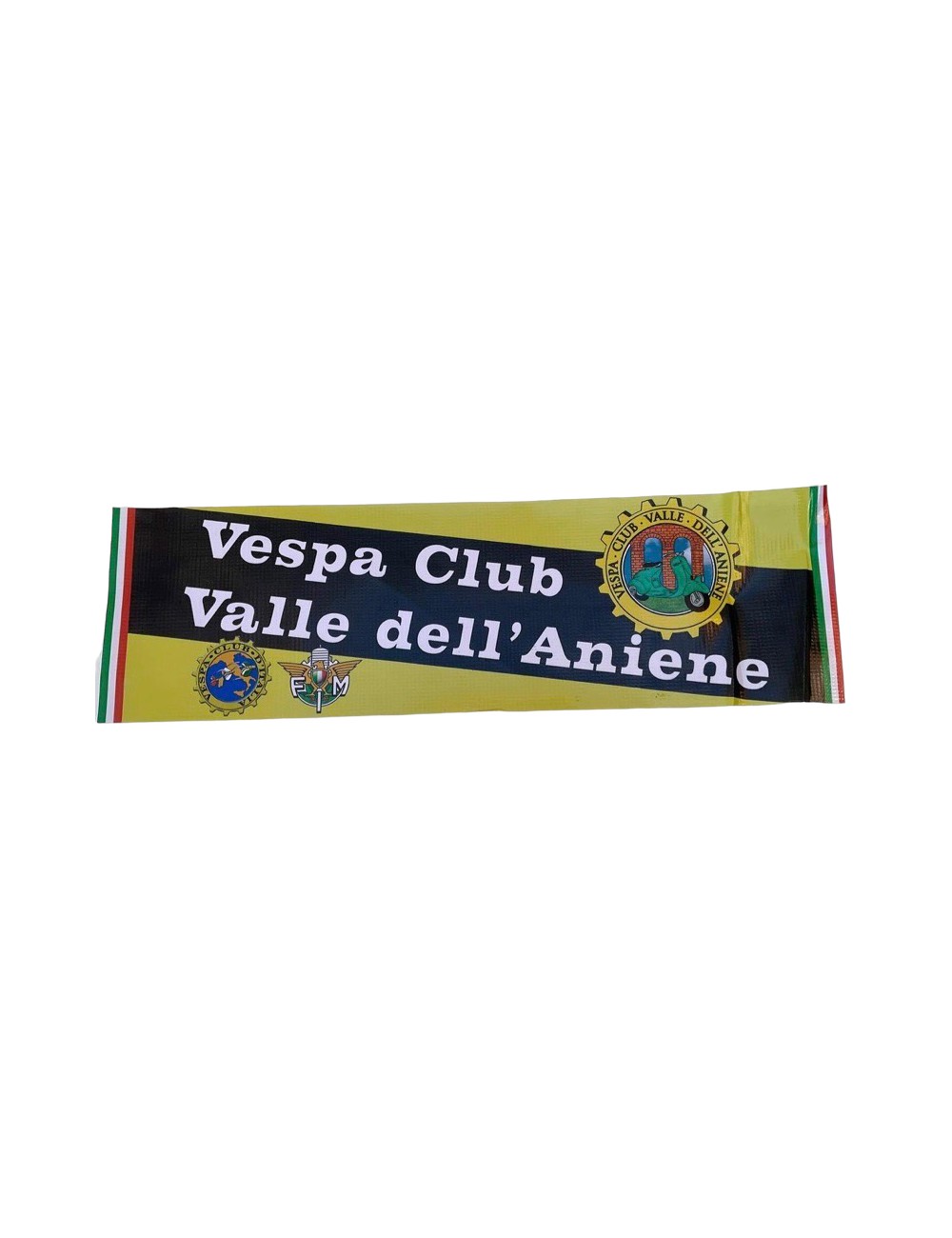 Striscione Vespa Club Valle dell'Aniene. Dimensioni : 54 cm x 16 cm