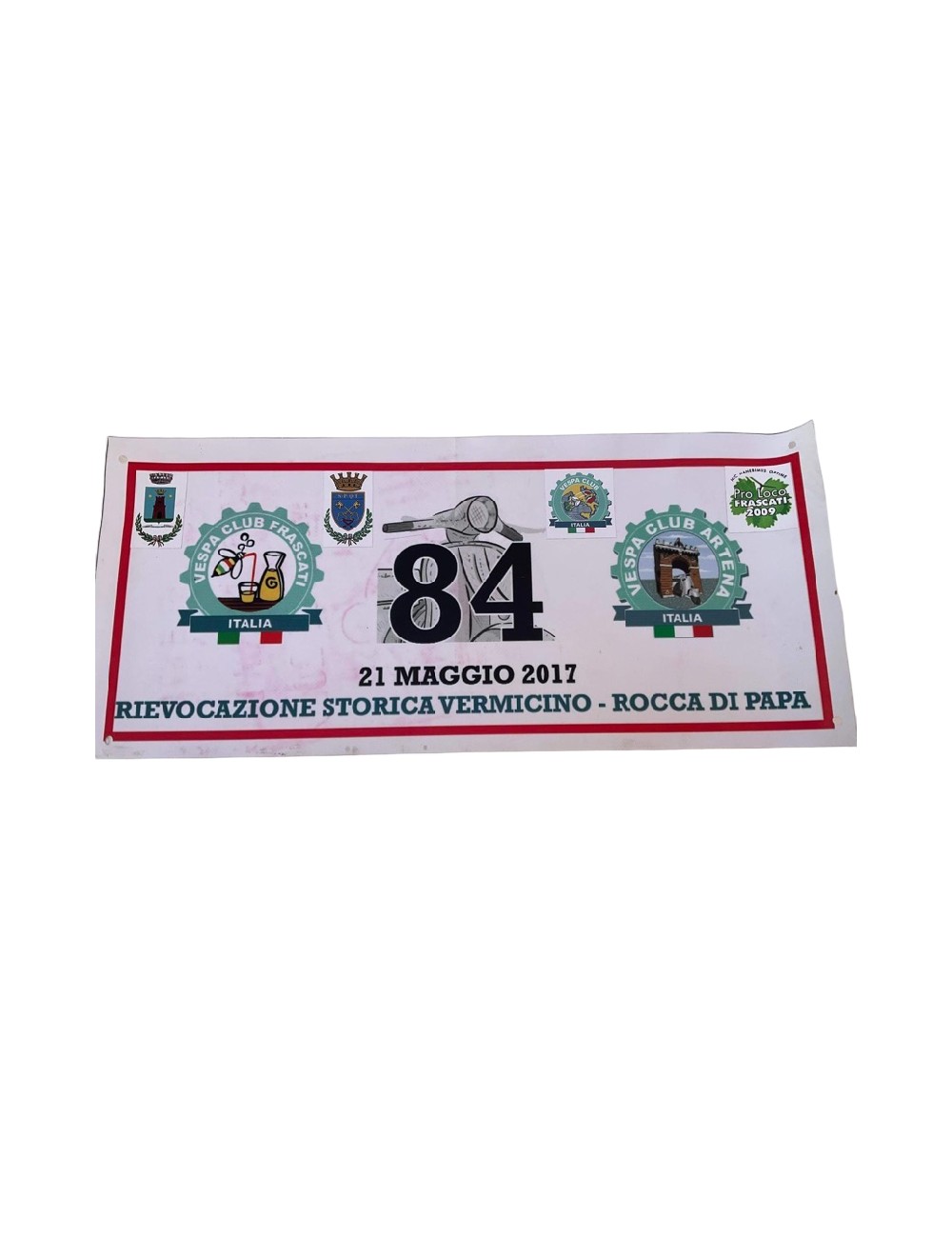 Striscione Vespa Club Italia. Dimensioni : 49 cm x 21,5 cm