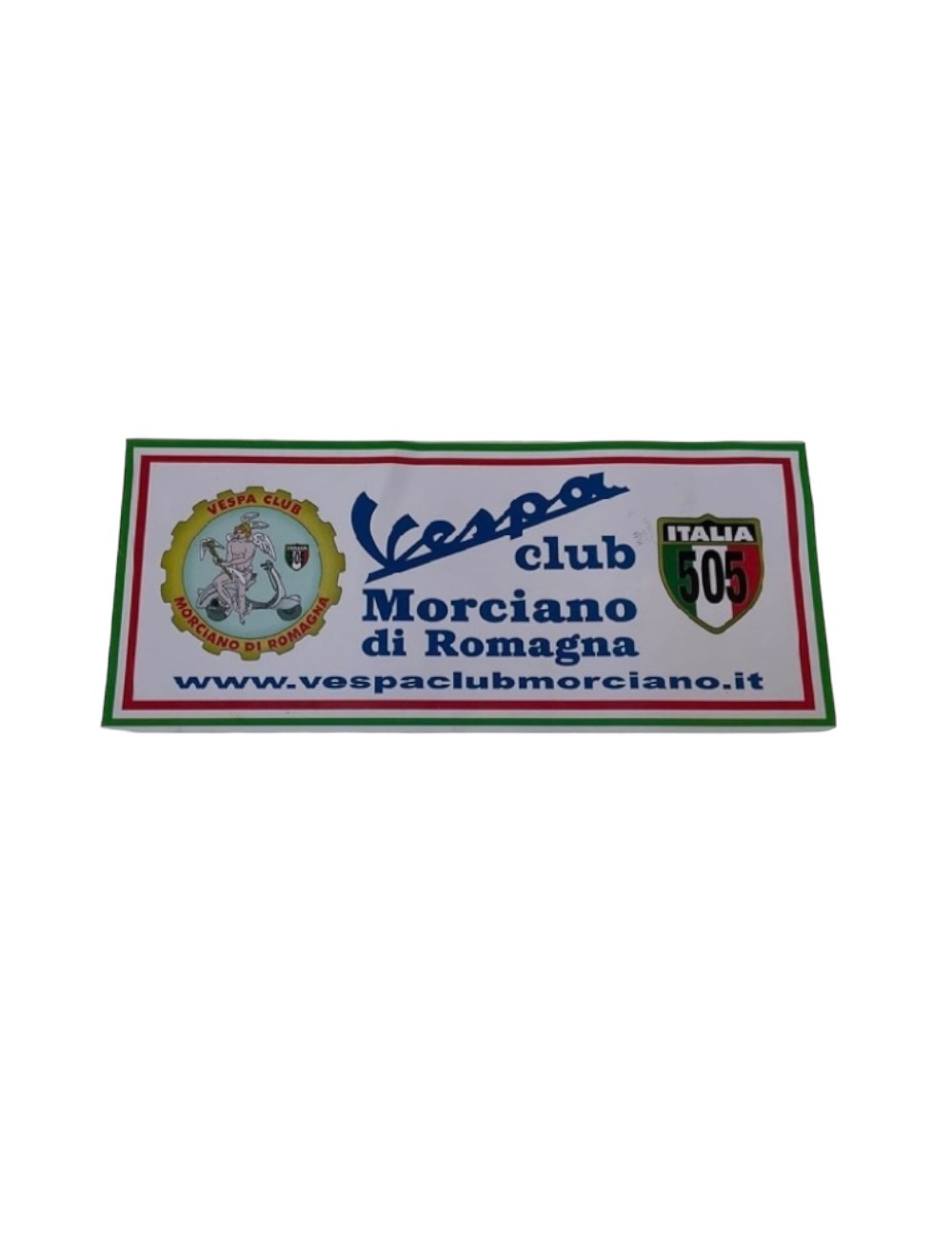 Striscione Vespa Club Morciano di Romagna. Dimensioni 59 cm x 16,5 cm