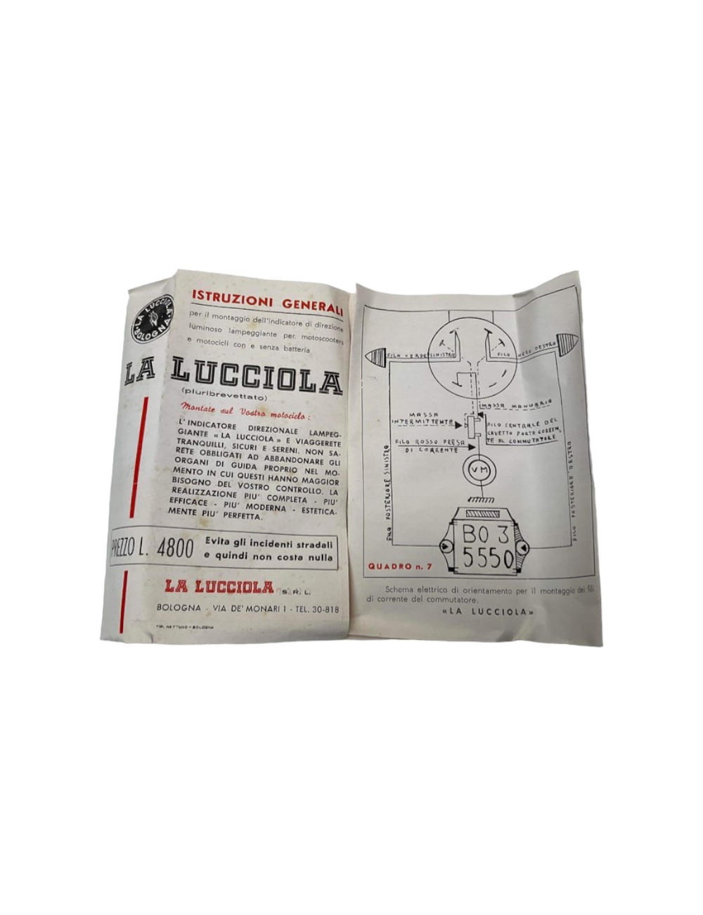 INDICATORE DIREZIONALE "LA LUCCIOLA" LAMPEGGIANTE PER MOTOCICLI CON O SENZA BATTERIA