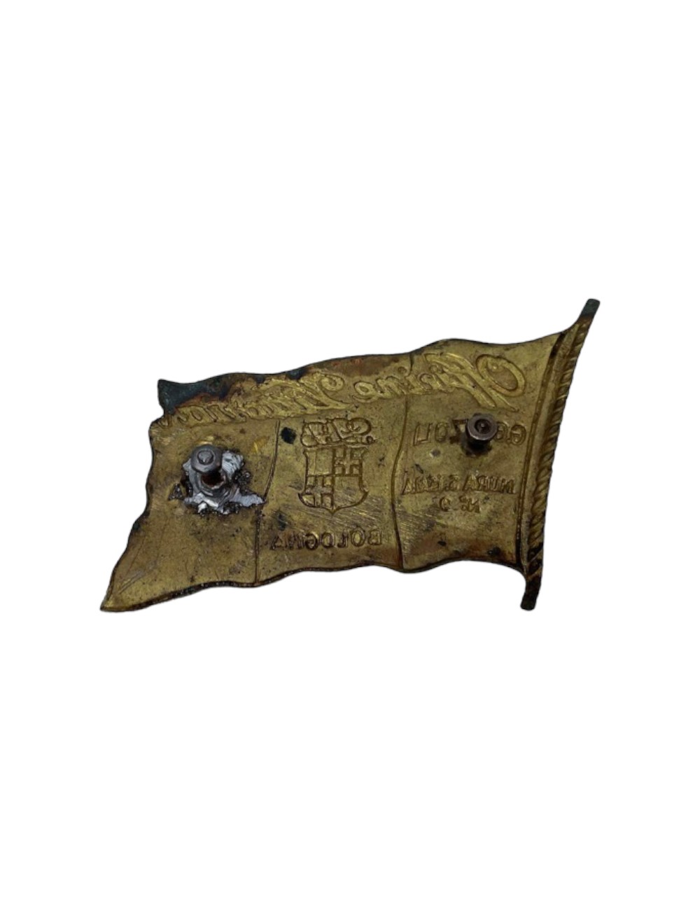 Placca Italia - Officine Vittoria. Smaltata.Dimensioni:  8,5 cm x 4,5 cm