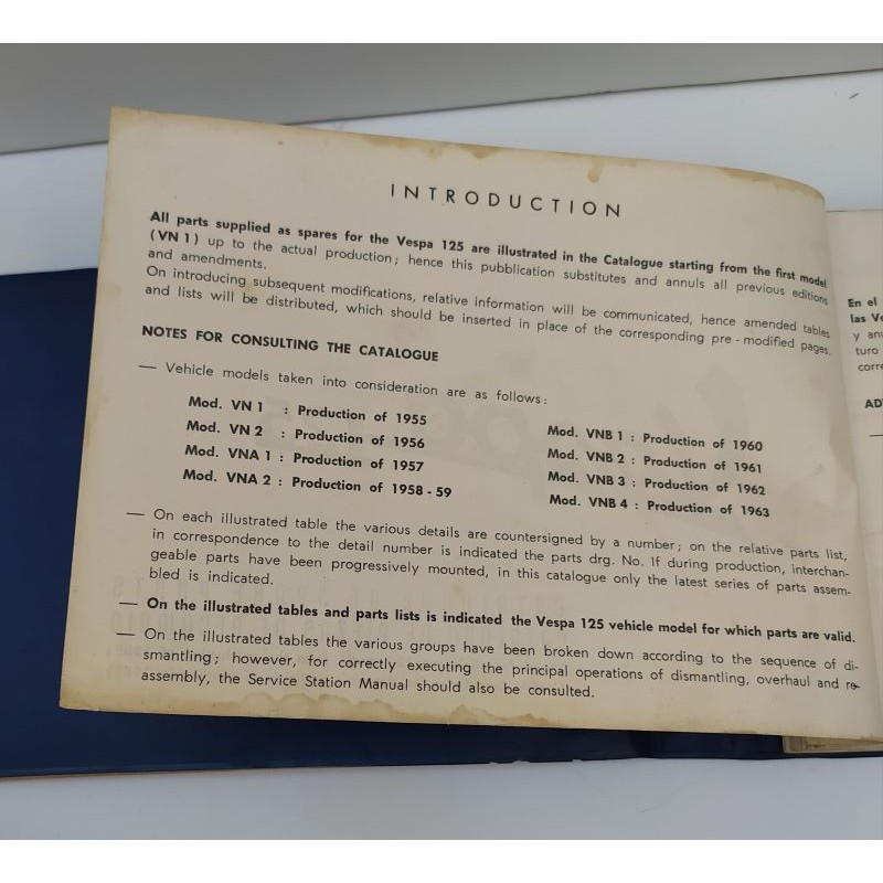 Catalogo originale pezzi di ricambio Vespa 125