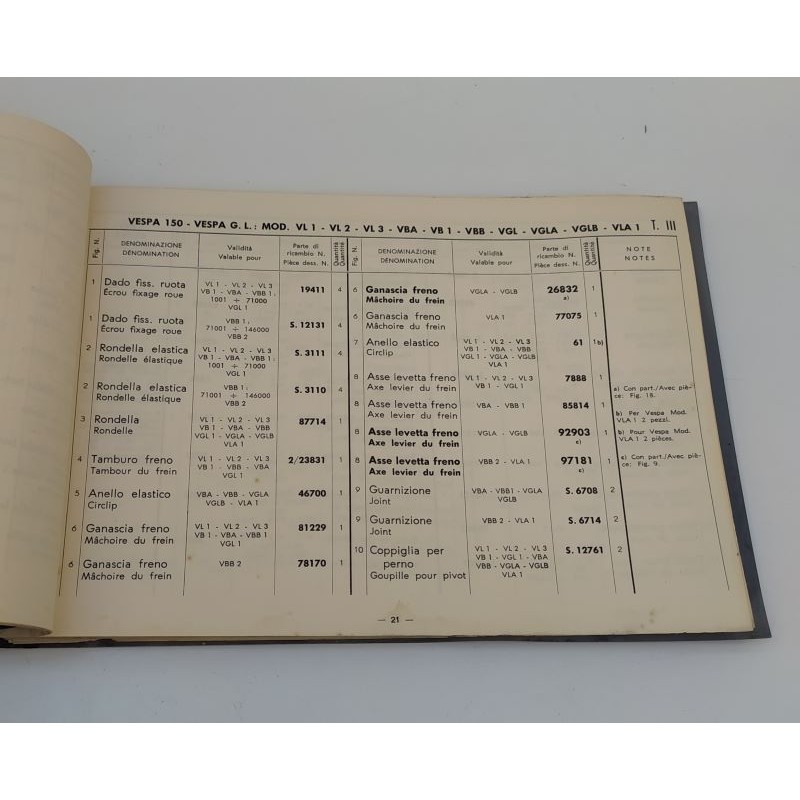 Catalogo originale Parti di ricambio Vespa 150