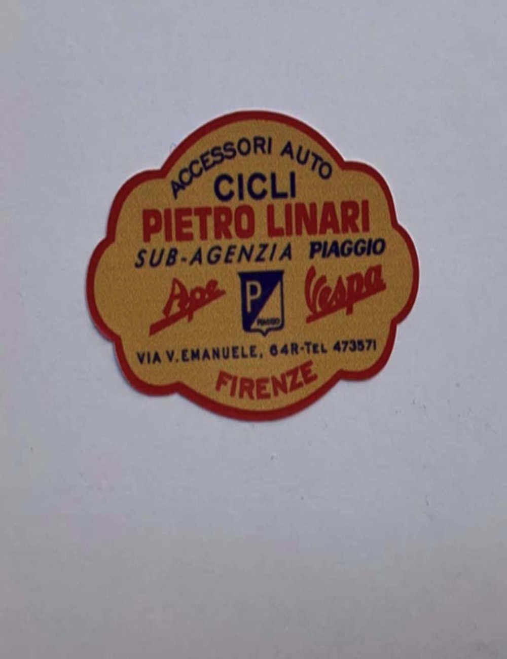 Adesivo concessionario Pietro Linari. Dimensioni 5 cm x 3,5 cm.