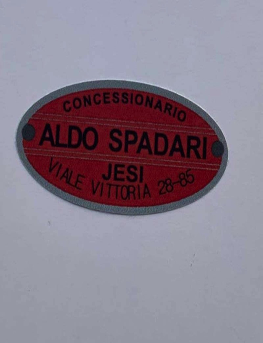 Adesivo concessionario Aldo Spadari. Dimensione:5,2 cm x 2,5 cm.
