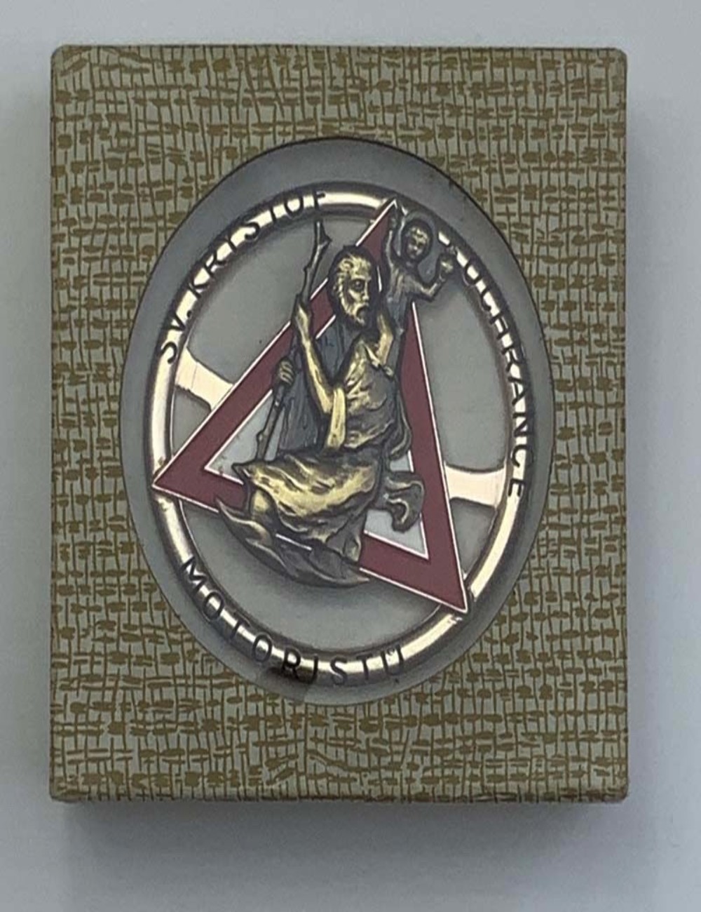 Placca San Cristoforo- Ochrance motoristu. Dimensioni 7,3 cm x 7,3 cm