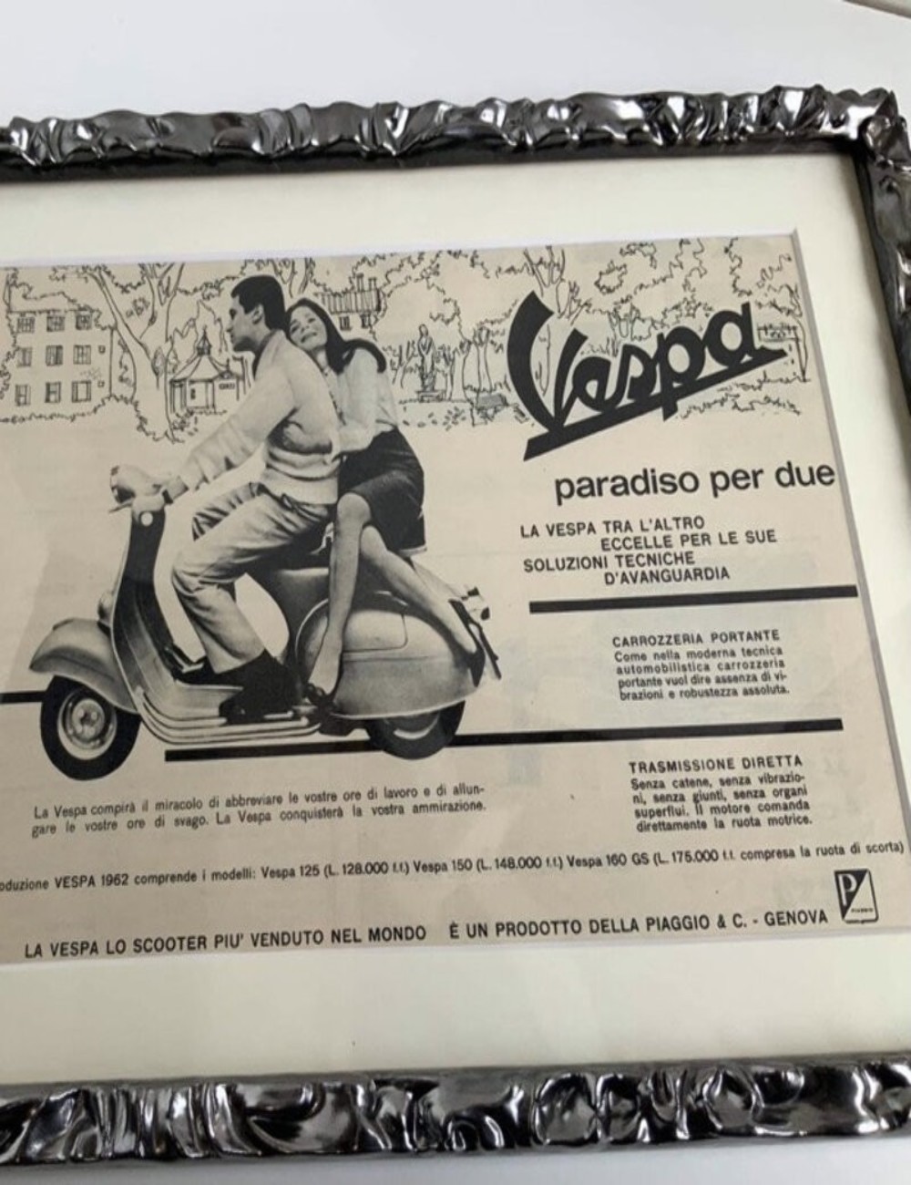 Quadro Vespa. Dimensioni 23 cm x 31 cm