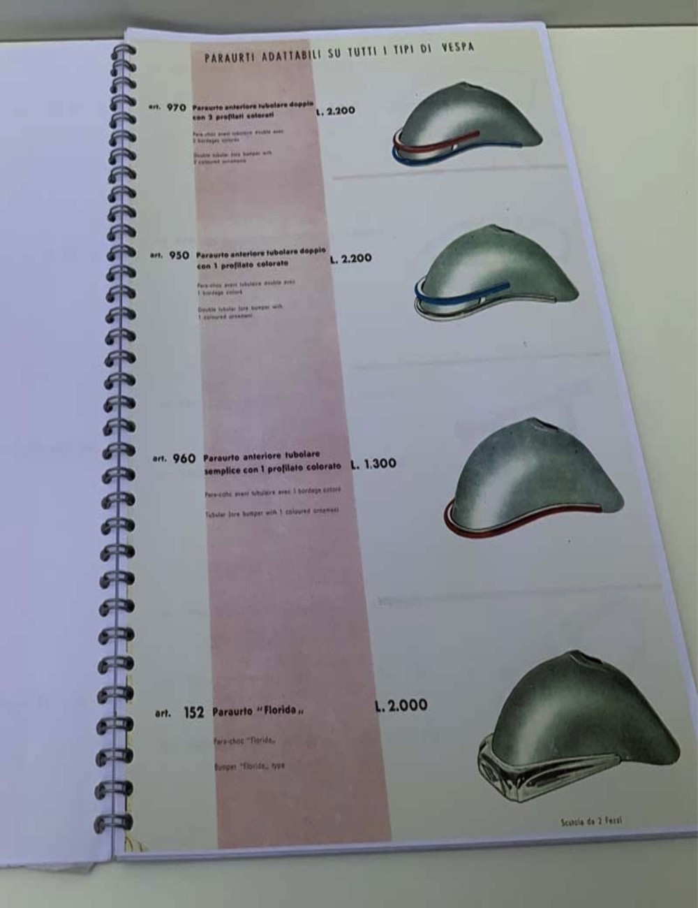 Catalogo listino prezzi accessori Vespa 1959