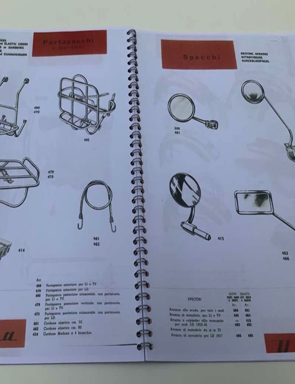 Copia catalogo accessori Lambretta 1960