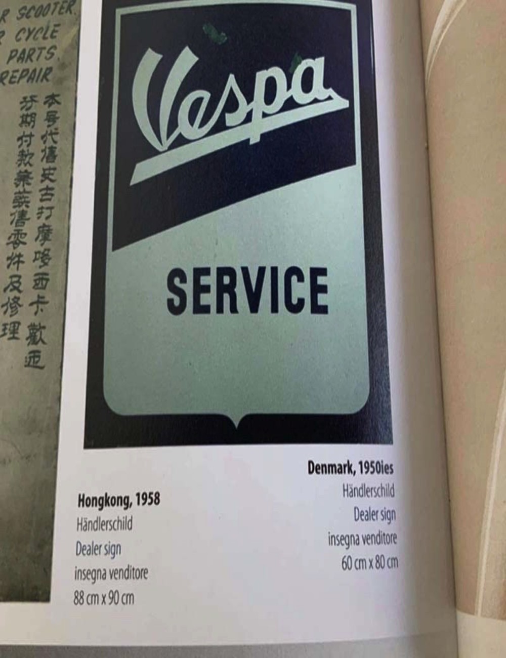 Tabella smaltata Vespa Service Denmark
