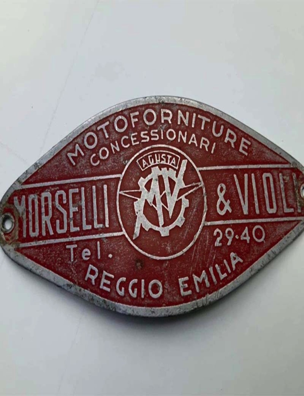 Targhetta concessionario Morselli & Violi. 6 cm