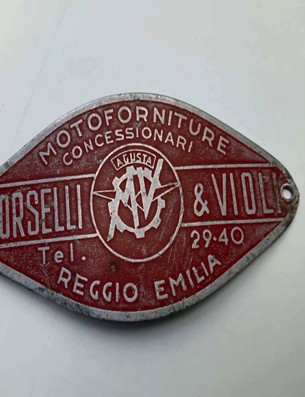 Targhetta concessionario Morselli & Violi. 6 cm