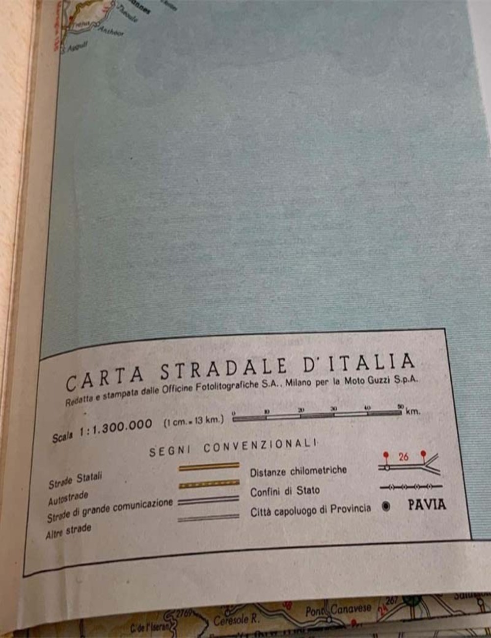 Carta stradale d'Italia Moto Guzzi