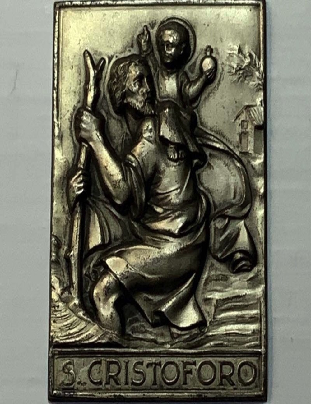 San Cristoforo plaque. Dimensions 5.7 cm x 3.9 cm