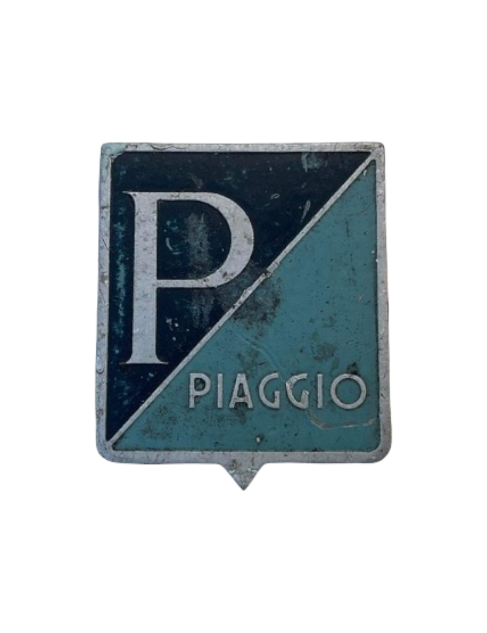 Stemma Piaggio in alluminio. Dimensioni : 3 cm x 2,5 cm